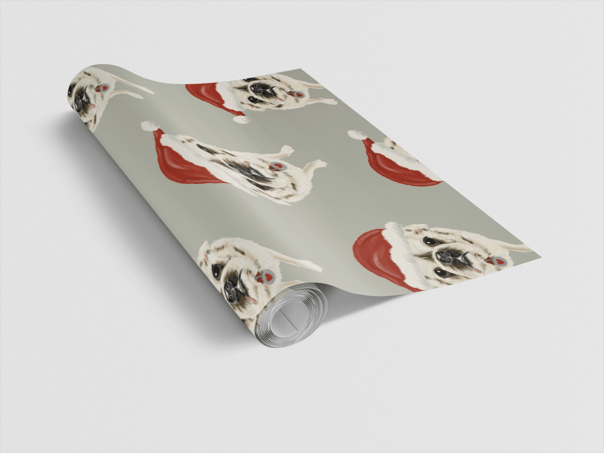 Santa Pug Wrapping Paper | Michelle Gilsey | Artist Corner