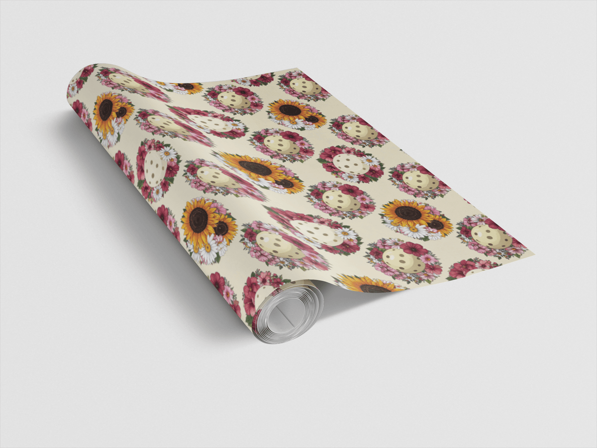 Blooming Pickleball Wreaths Wrapping Paper