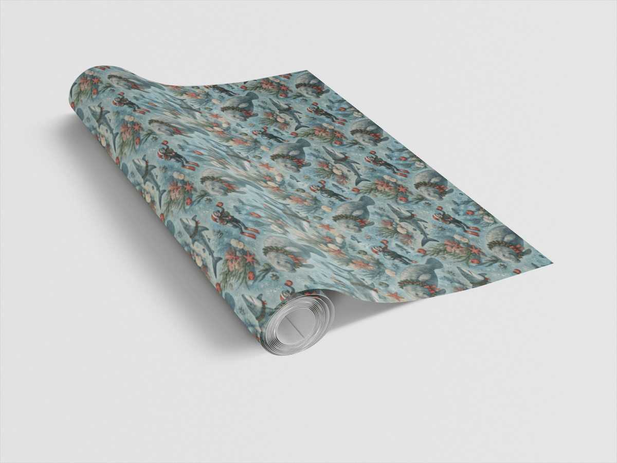 Manatee Christmas Wishes Wrapping Paper