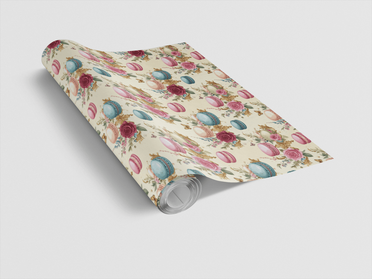 Parisian Macaron Garden Wrapping Paper
