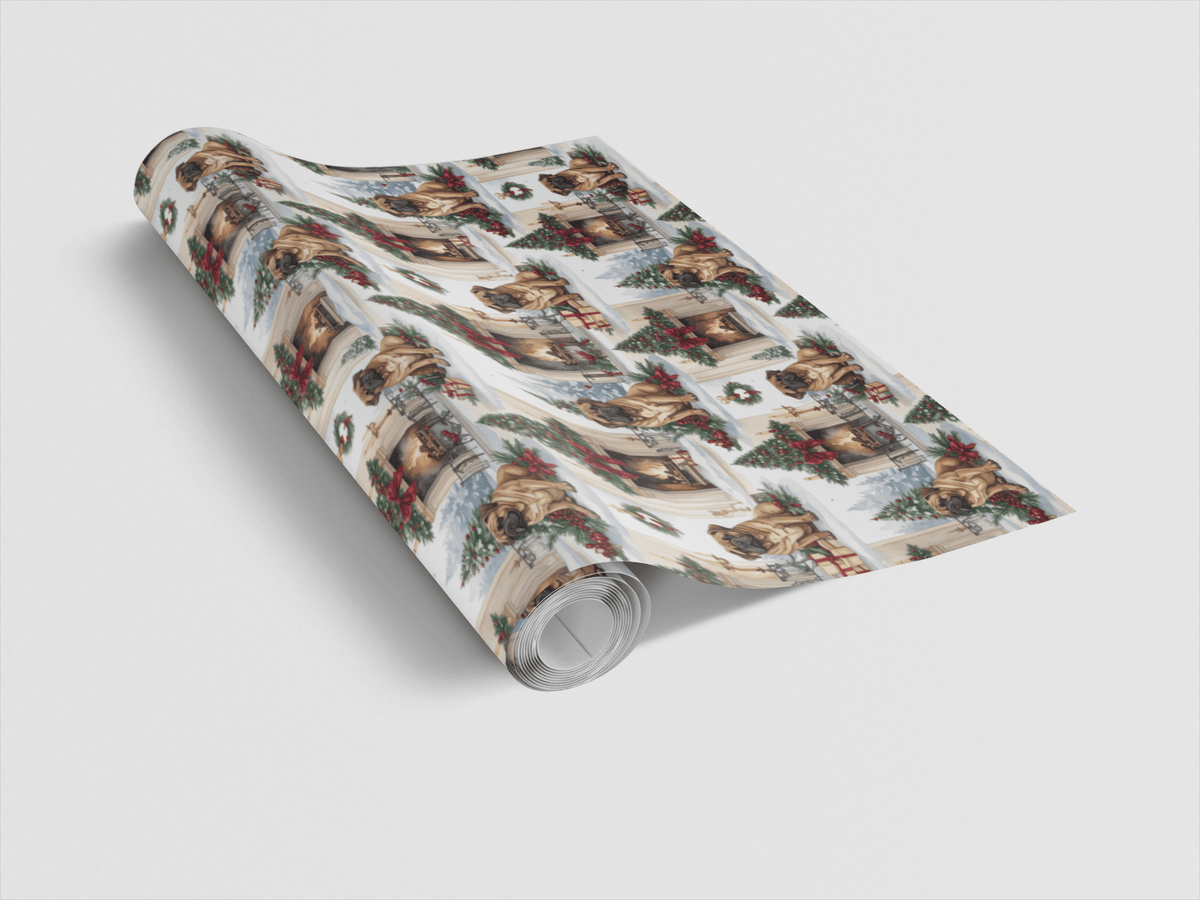 English Mastiff Christmas Manor Wrapping Paper