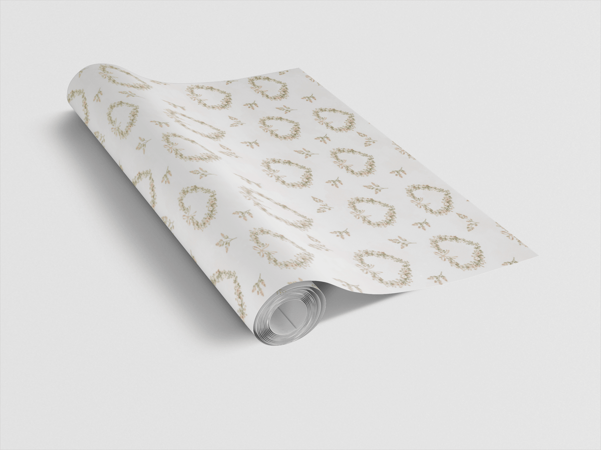 Floral Frame Hearts Wrapping Paper