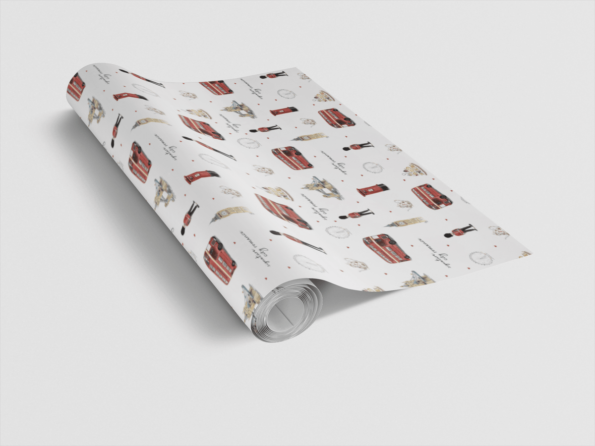 London Love Postcards Wrapping Paper