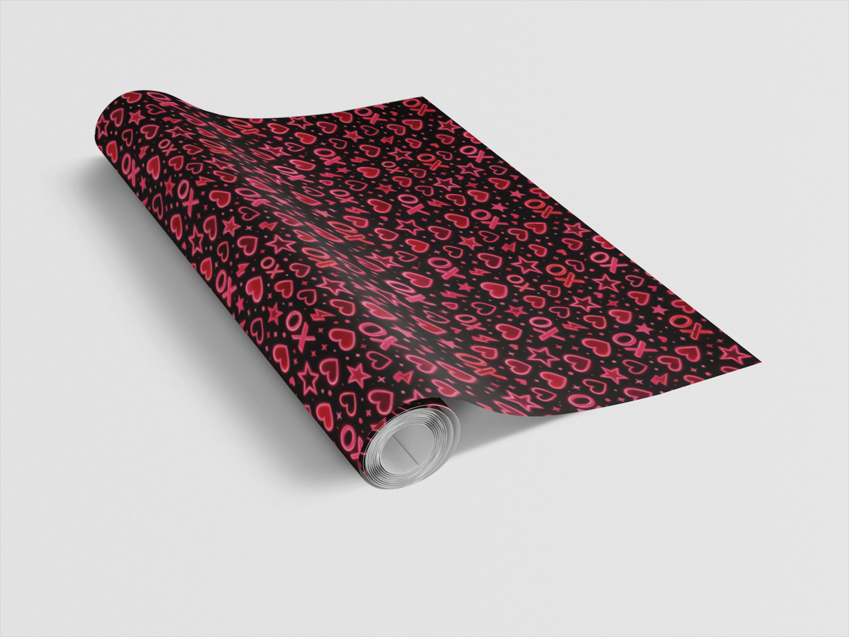 Neon Valentine Doodles Wrapping Paper