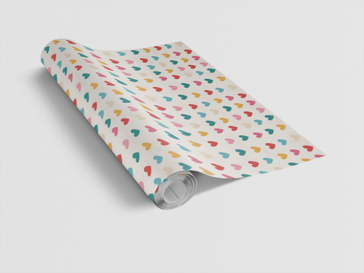 Minimal Heart Grid Wrapping Paper