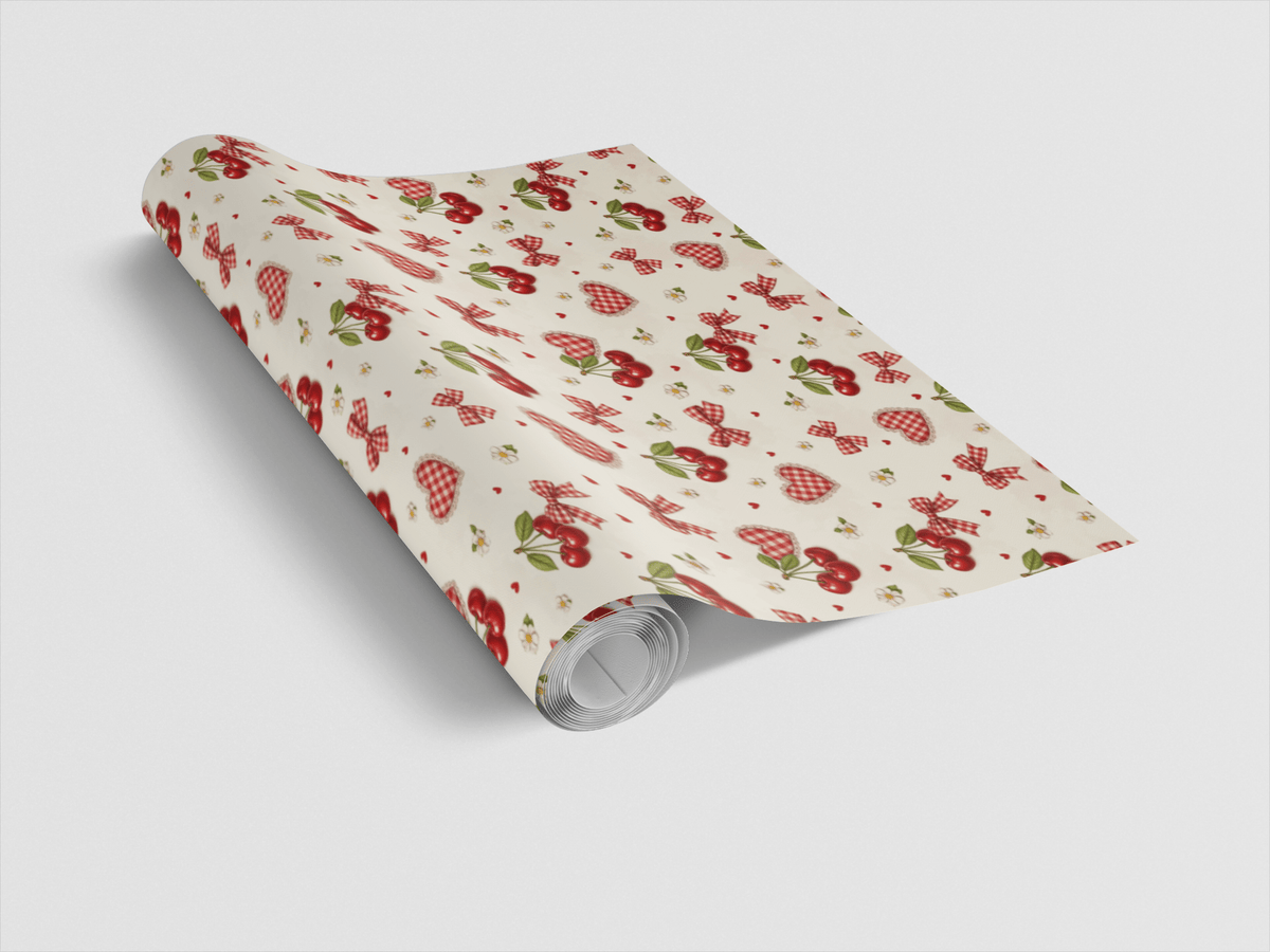 Cherry Heart Picnic Wrapping Paper