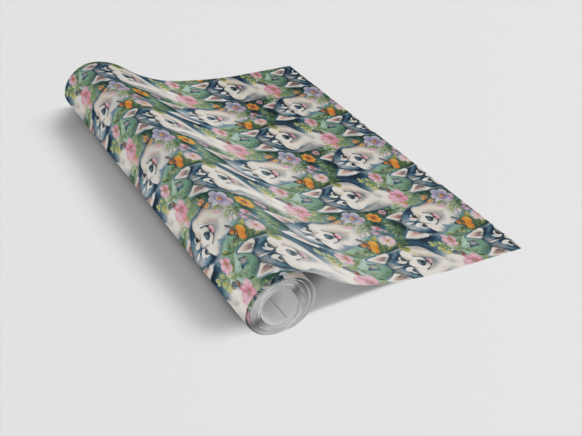 Husky Garden Party Wrapping Paper