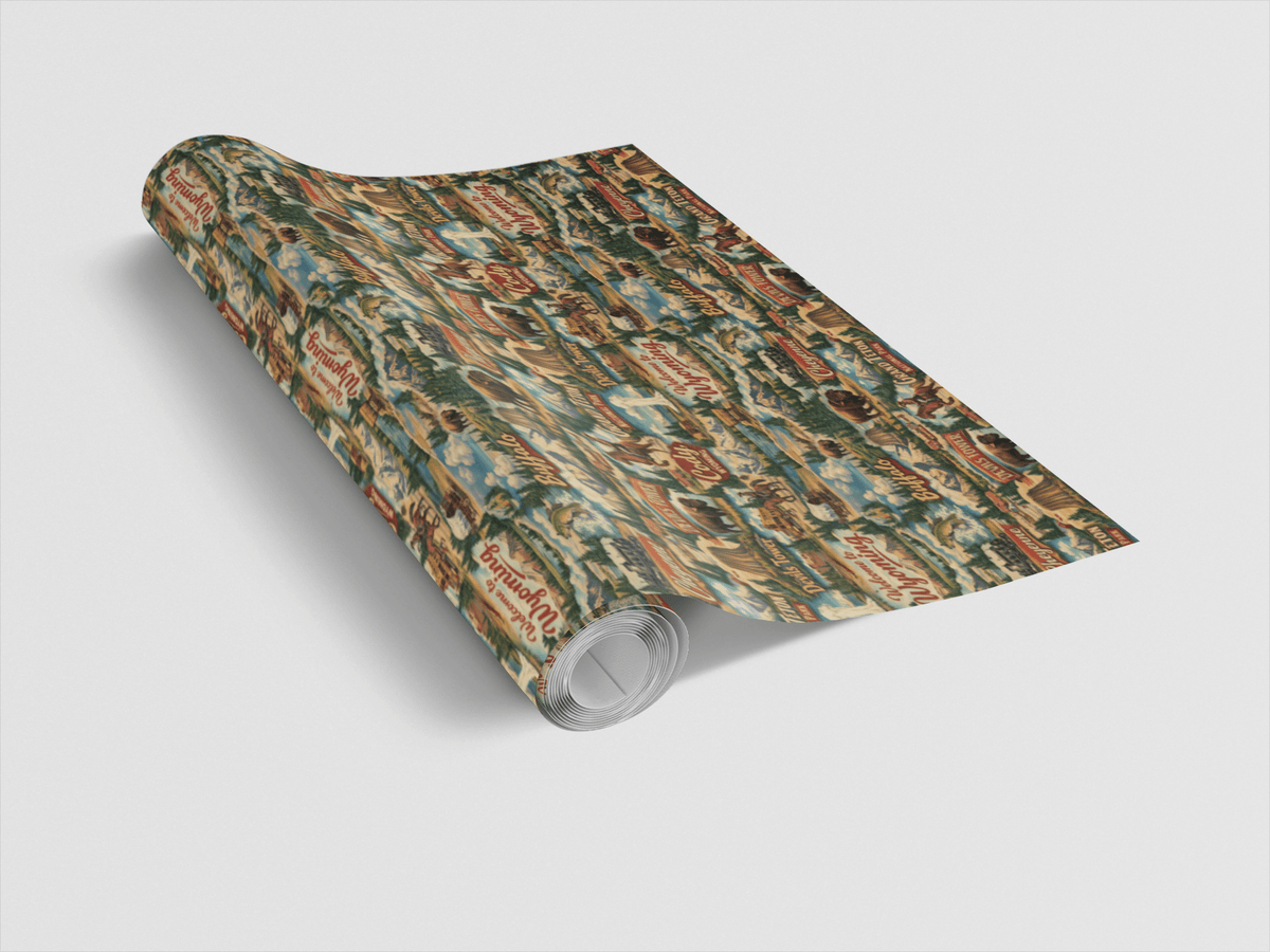 Wyoming Postcard Memories Wrapping Paper