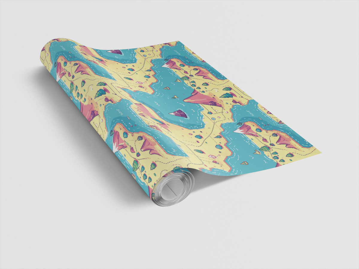 Retro Adventure Map Wrapping Paper