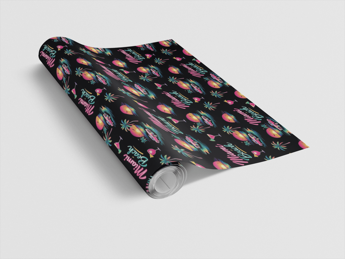 Miami Beach Retro Waves Wrapping Paper