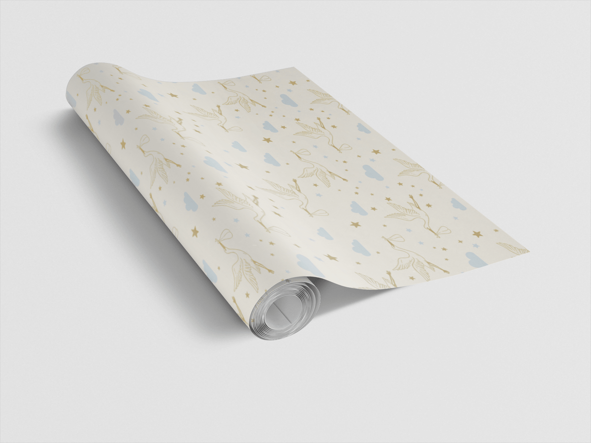 Golden Stork Skies Wrapping Paper