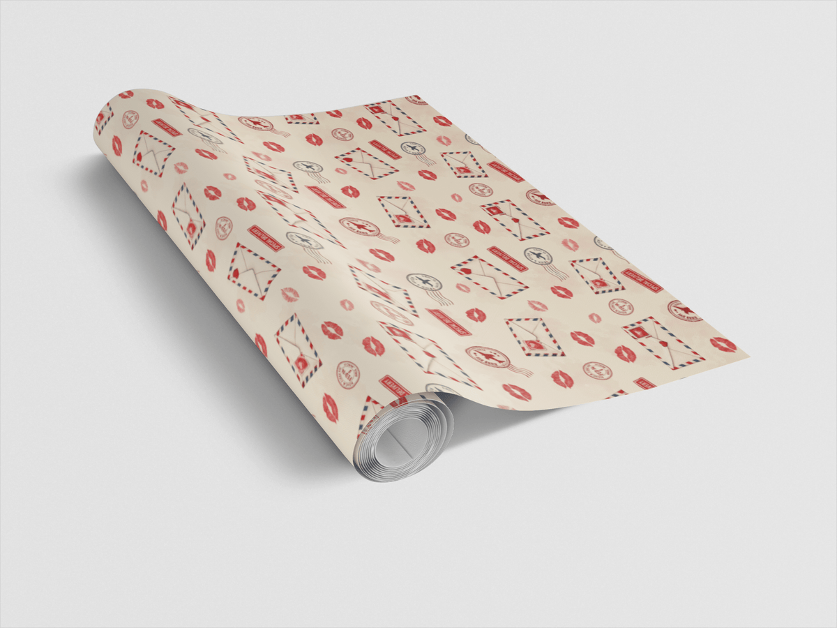 Postmarked Kisses Wrapping Paper