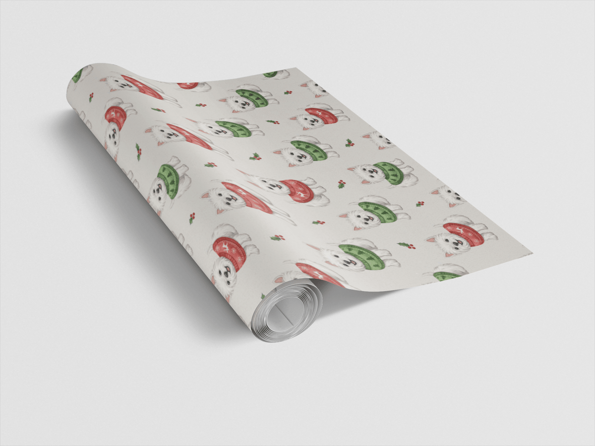 White Westie Holiday Sweaters Wrapping Paper