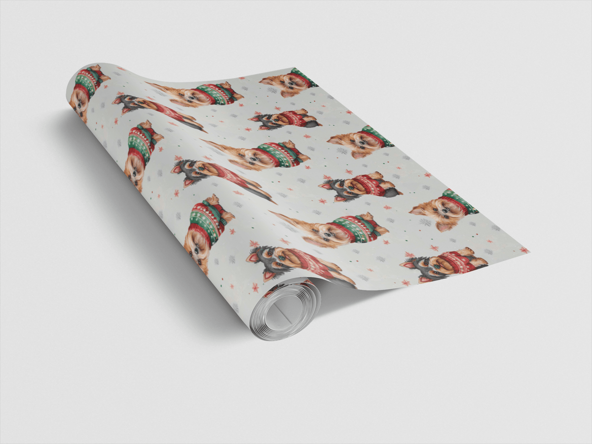 Yorkie Holiday Sweaters Wrapping Paper