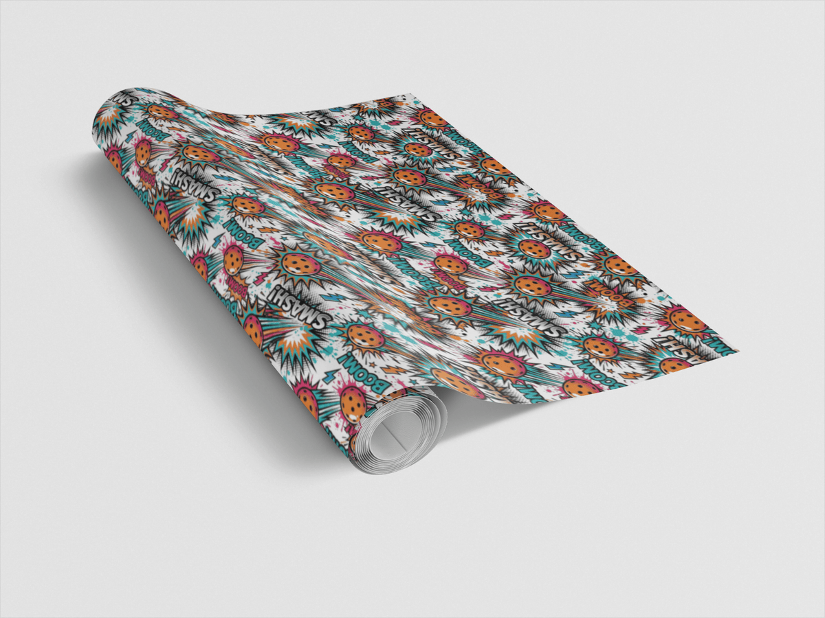 Comic Pop Pickleball Glossy Wrapping Paper