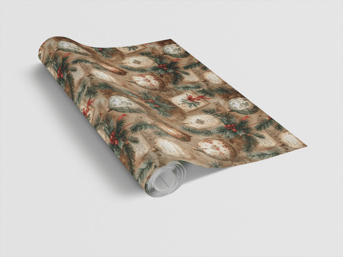 Vintage Ornament Registry Wrapping Paper