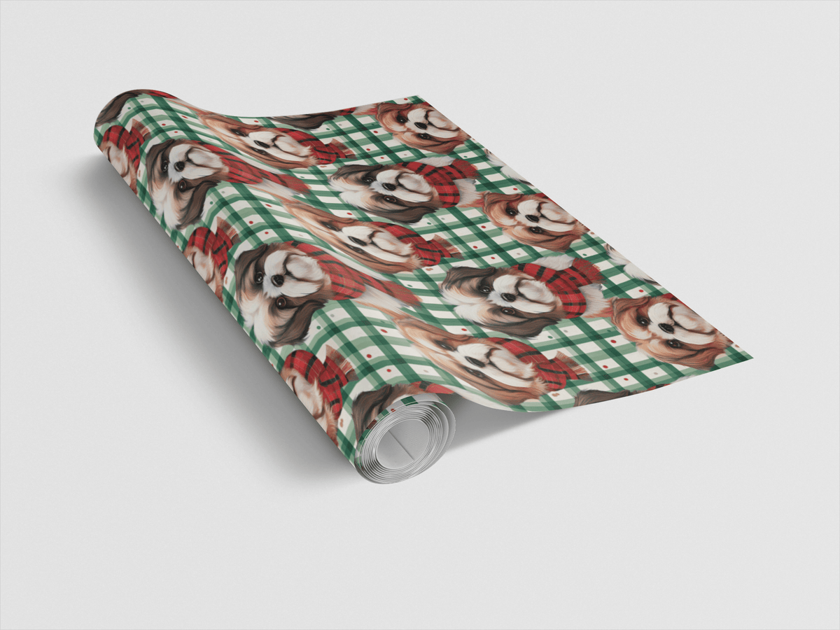 Shih Tzu Plaid Parade Wrapping Paper