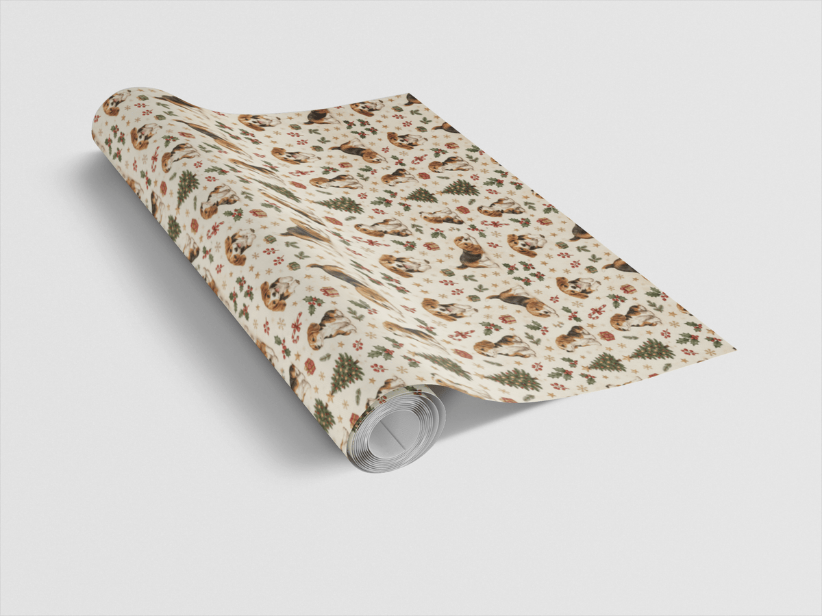 Merry Beagle Playtime Wrapping Paper