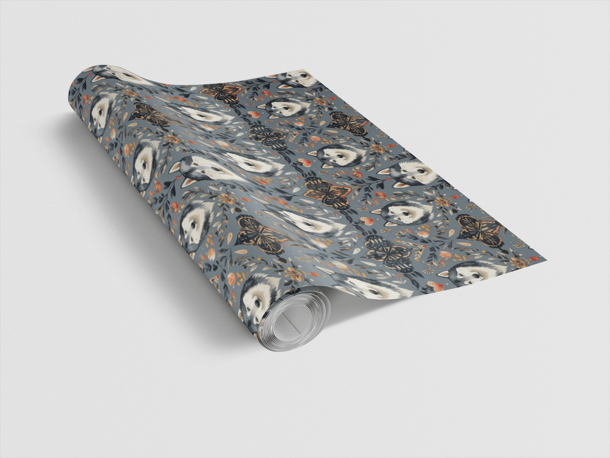 Scandinavian Husky Folk Art (alaskan Husky) Wrapping Paper