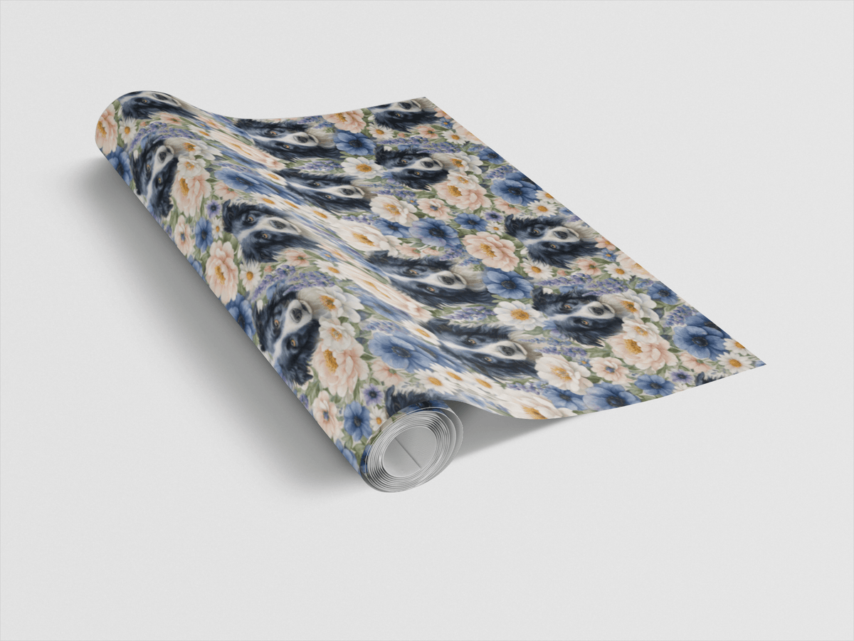 Border Collie Bloom Wrapping Paper