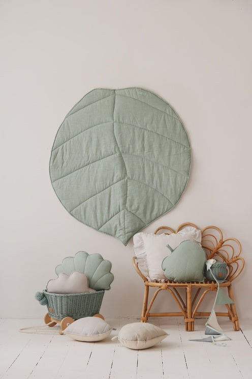 Linen Mint Leaf Mat