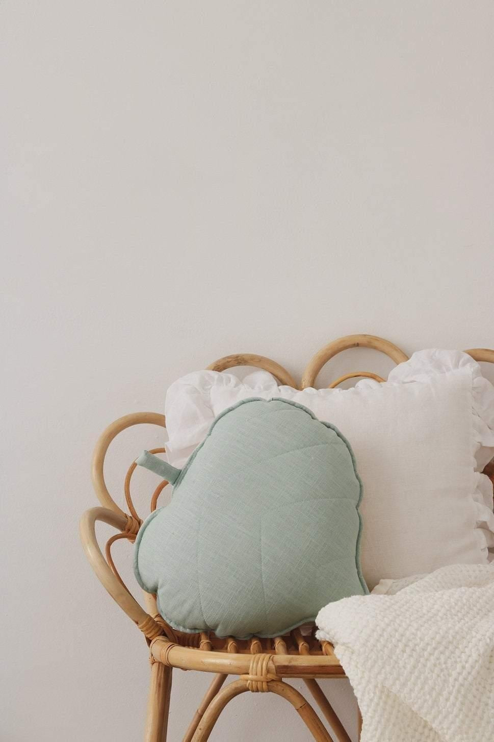 Linen Mint Leaf Pillow