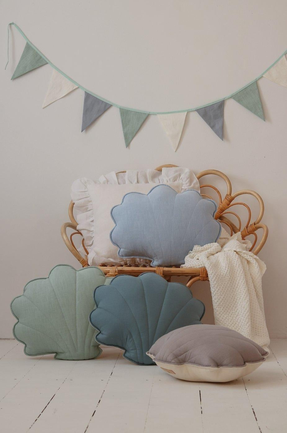 Linen Mint Shell Pillow