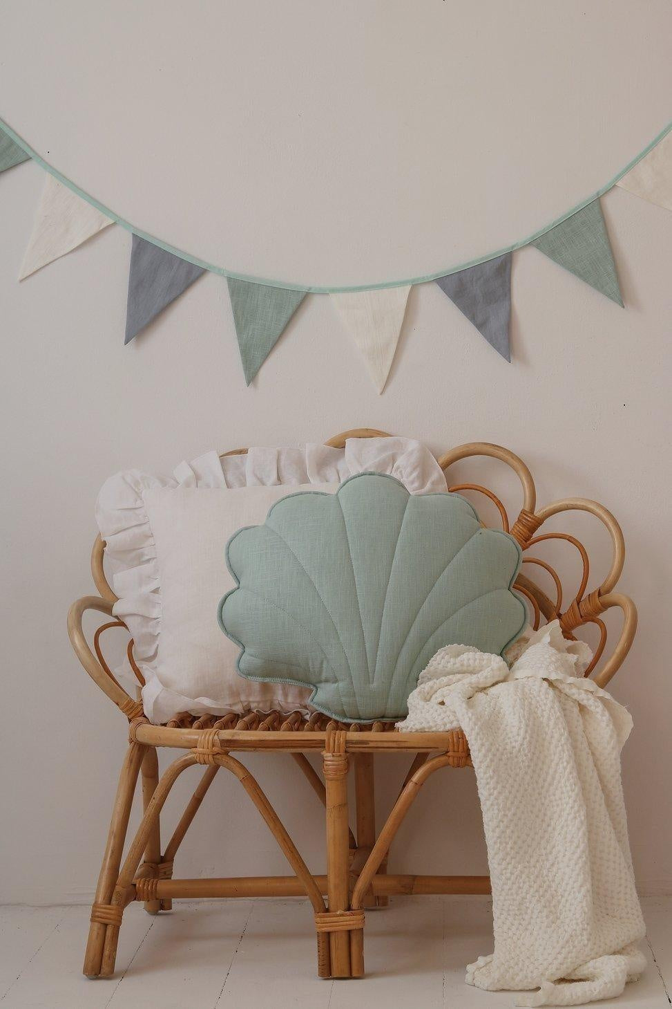 Linen Mint Shell Pillow