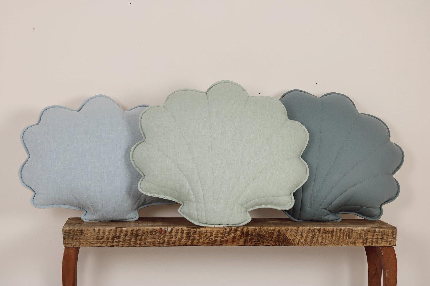 Linen Mint Shell Pillow