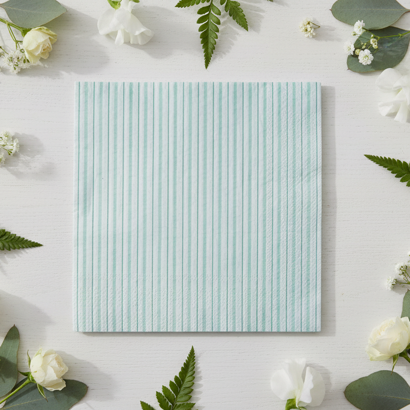 Mint Fine Stripes Napkins (set Of 16)