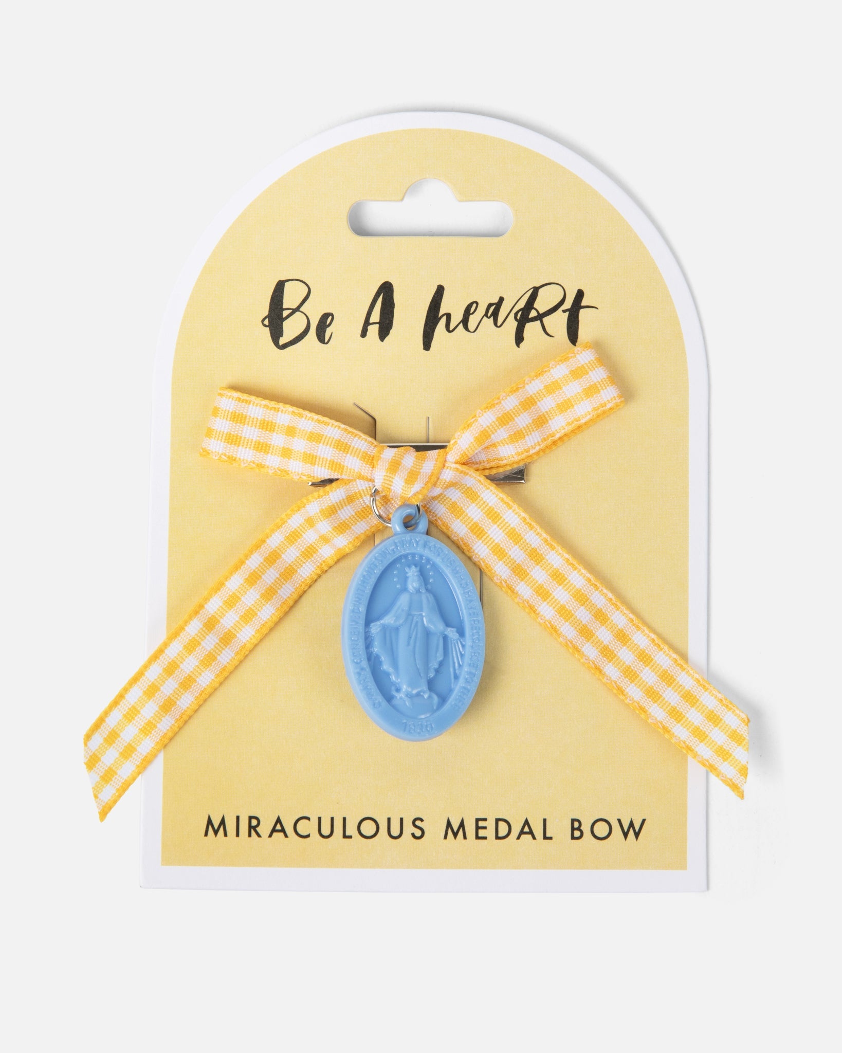 Miraculous Medal Yellow Gingham Petite Bow
