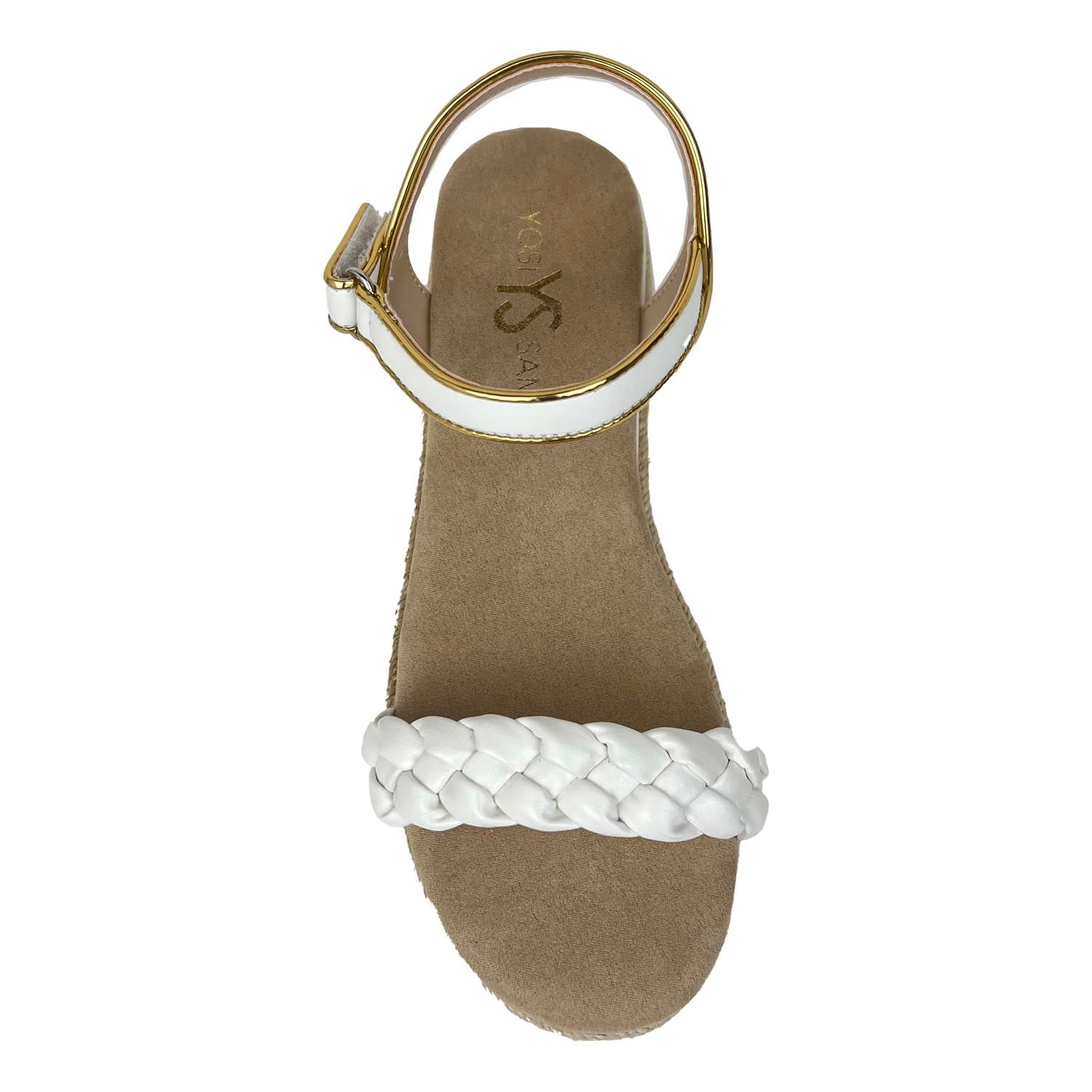 Miss April Wedge Sandal In White & Gold - Kids