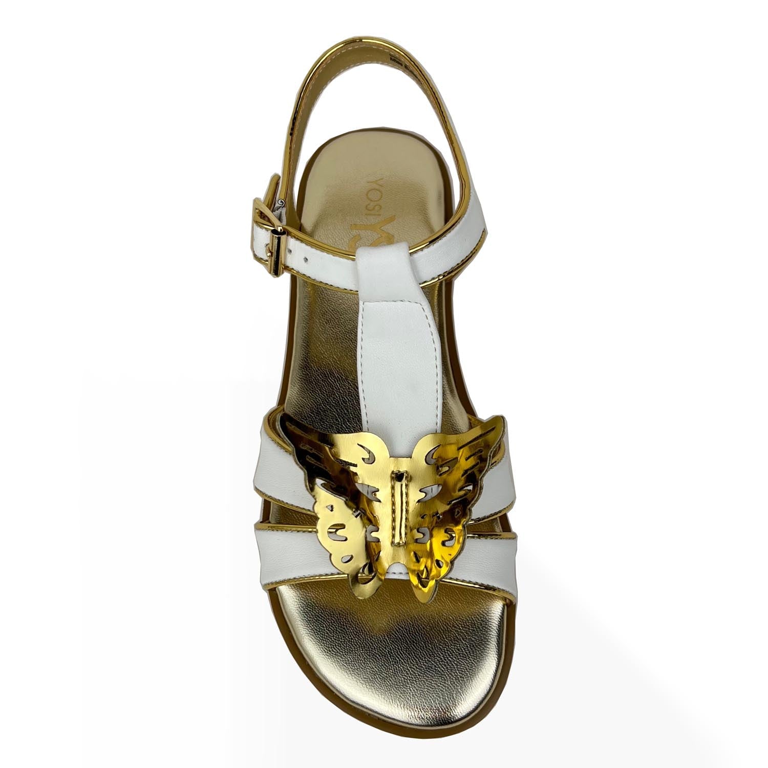 Miss Butterfly Sandal In White & Gold - Kids