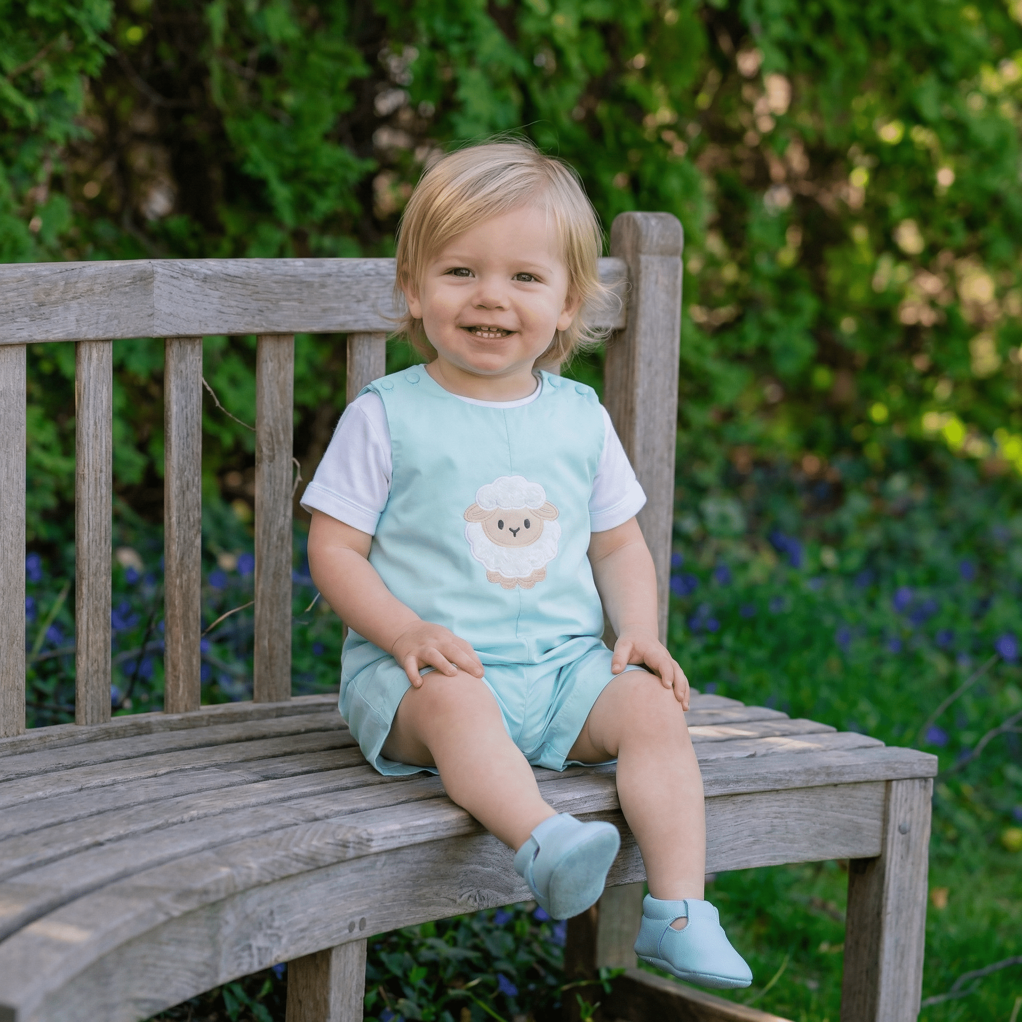 Misty Blue Fuzzy Lamb Shortalls