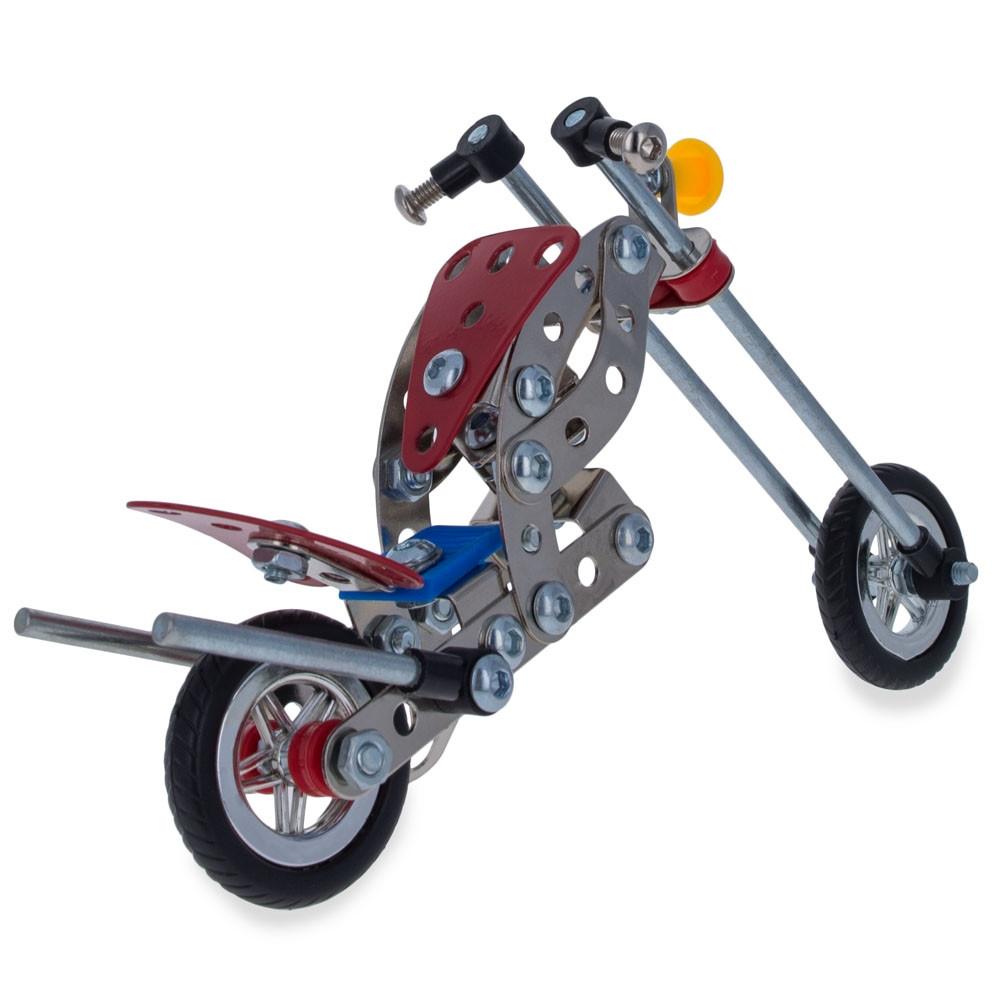 Long Metal Motorcycle Chopper Bike Model Kit (105 Pieces) 7.5 Inches