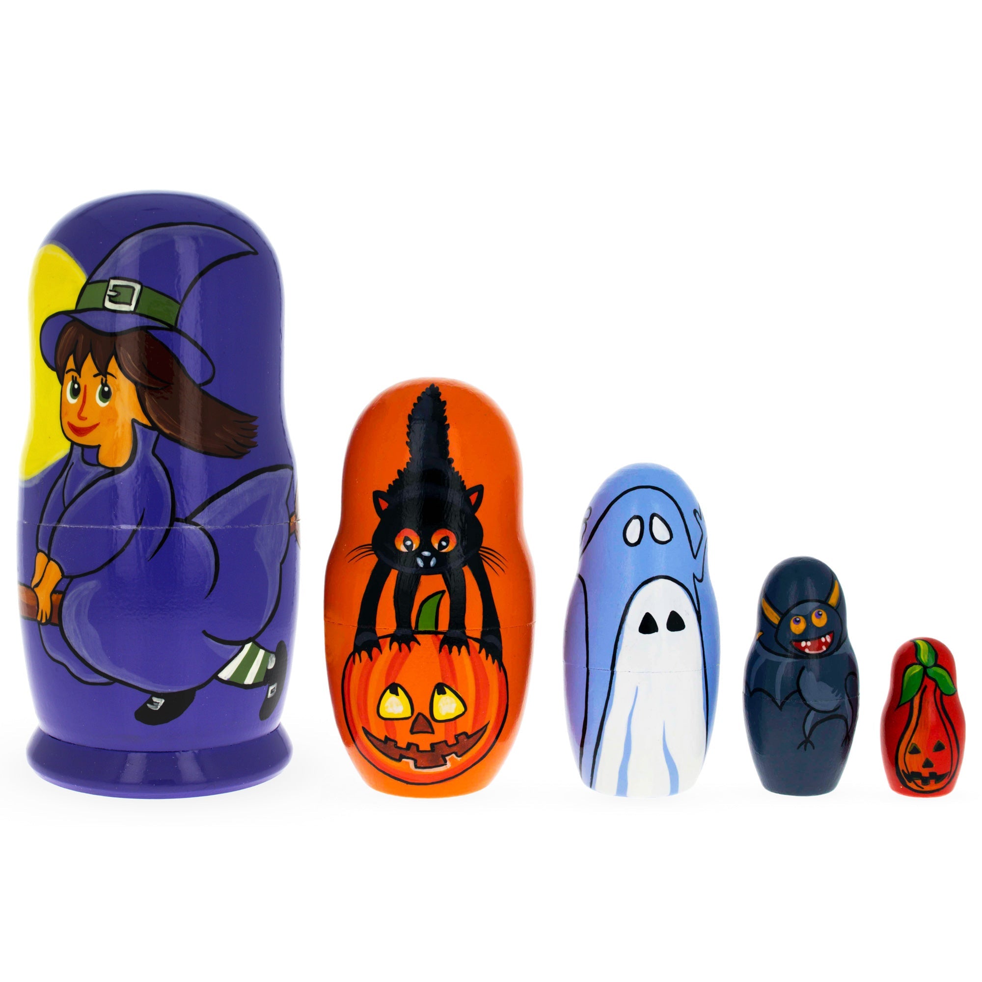 Halloween Girl Wooden Nesting Dolls 5.75 Inches