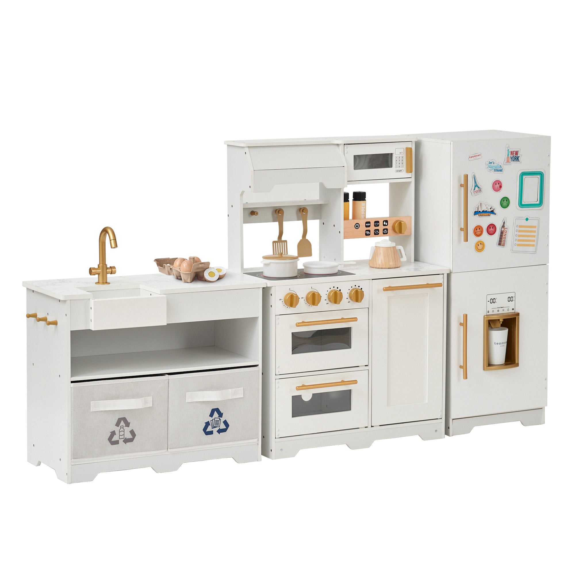 Teamson Kids - Little Chef Atlanta Large Modular Play Kitchen, White/gold