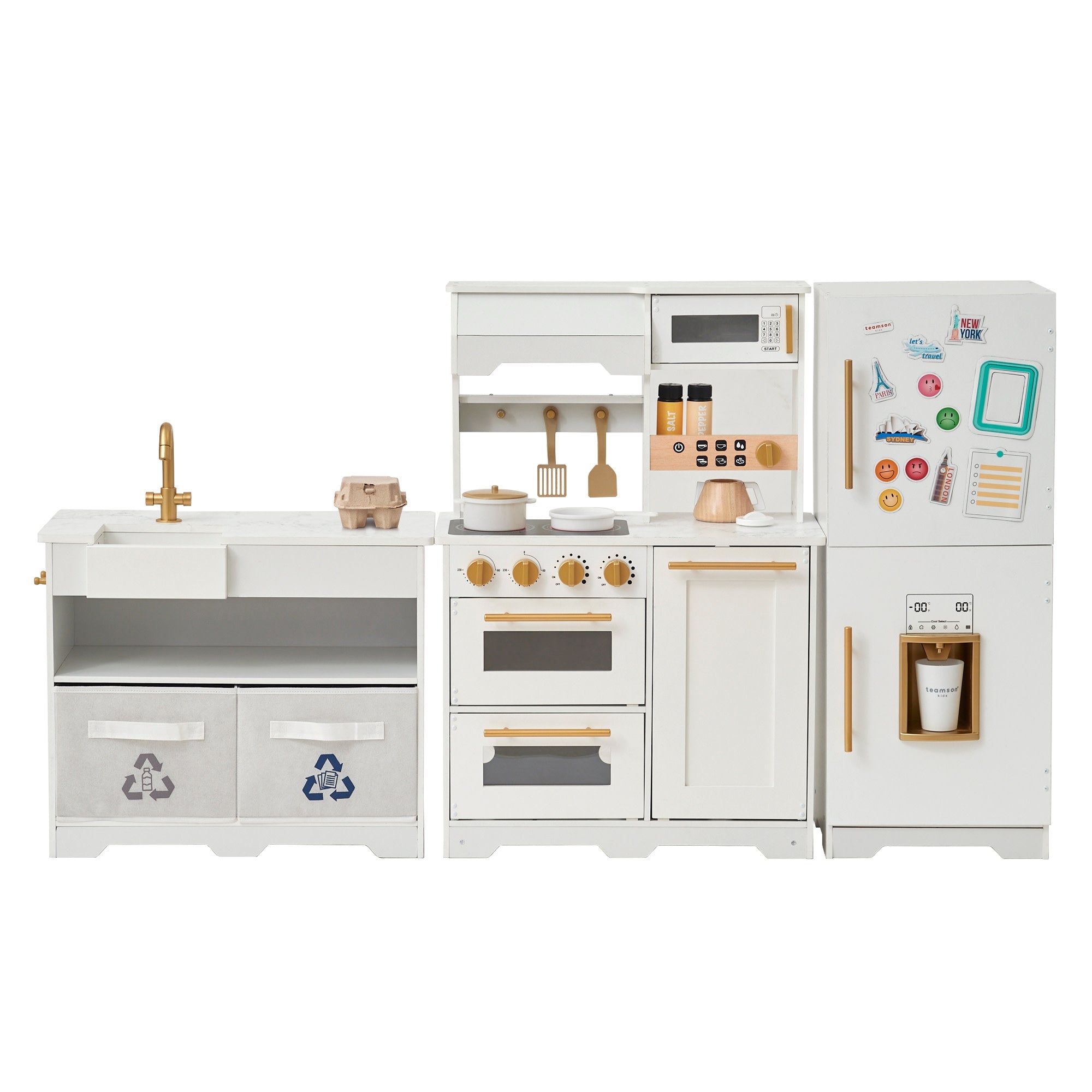 Teamson Kids - Little Chef Atlanta Large Modular Play Kitchen, White/gold