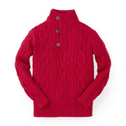 Mock Neck Cable Sweater With Buttons