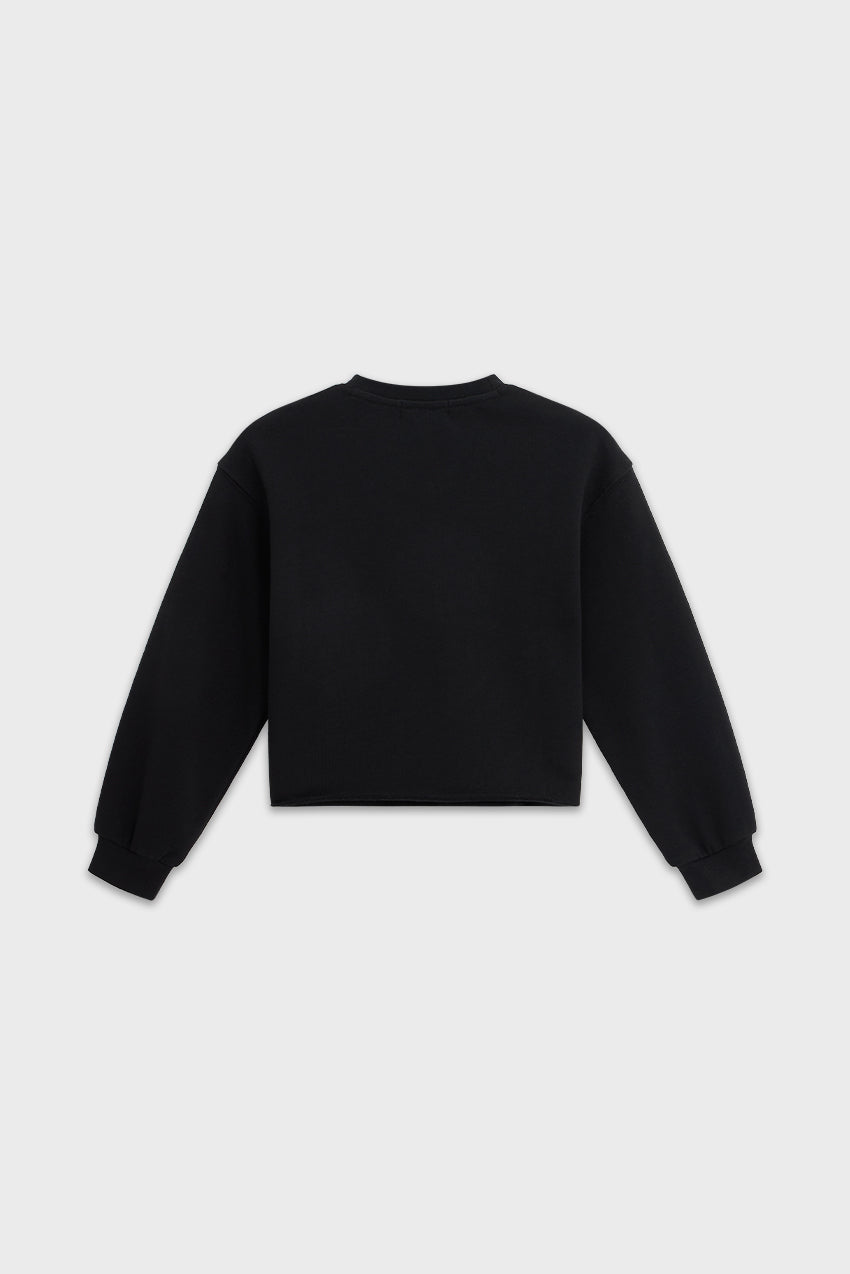 Cotton Mock Neck Cropped Sweatshirt