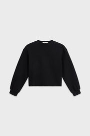 Cotton Mock Neck Cropped Sweatshirt