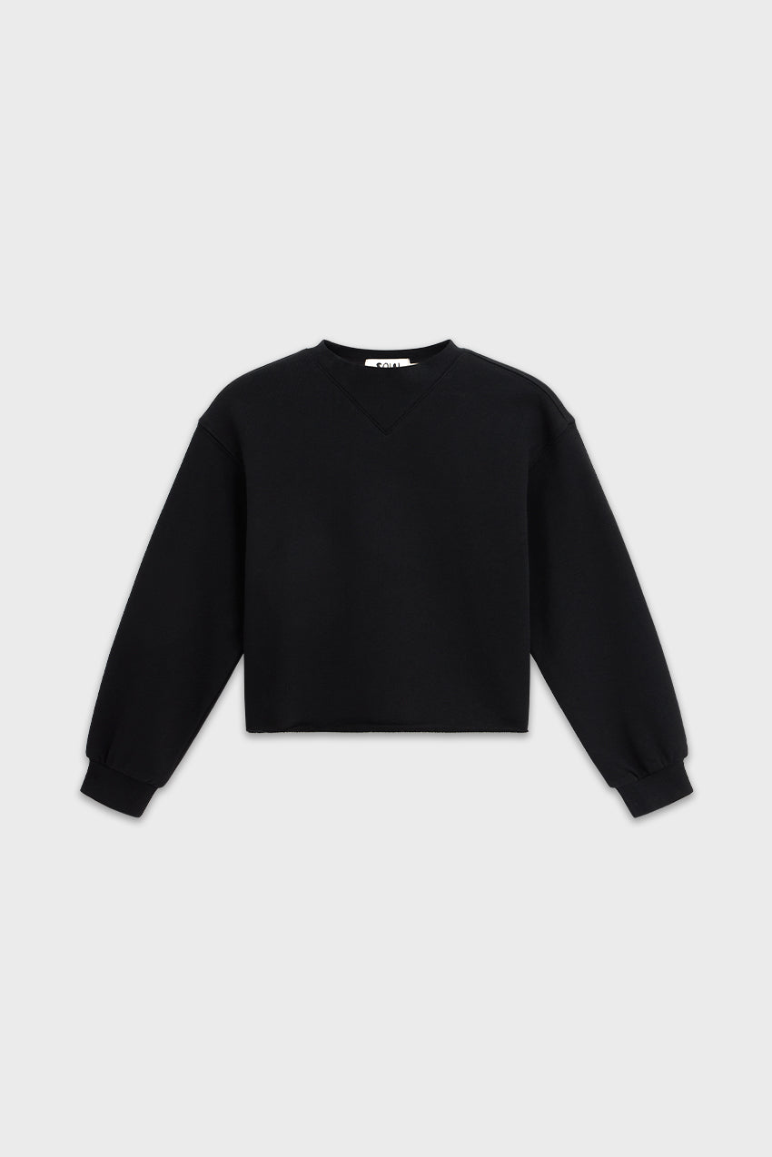 Cotton Mock Neck Cropped Sweatshirt