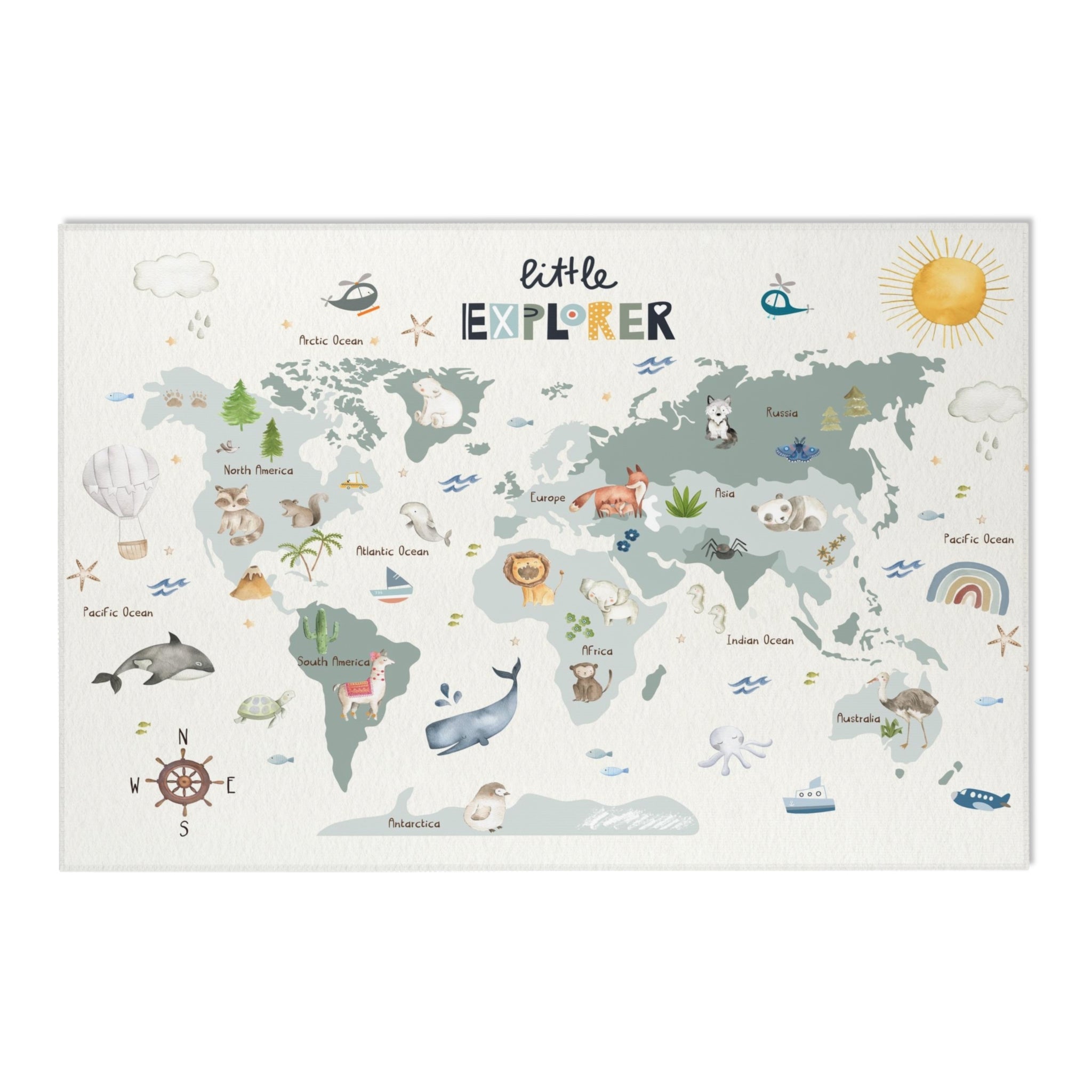 Baby Animals Abc Rug / World Map Area Rug