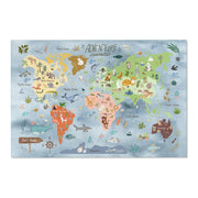 World Map Area Rug - Oh, The Places You'll Go / Adventures Await / Little Dreamer