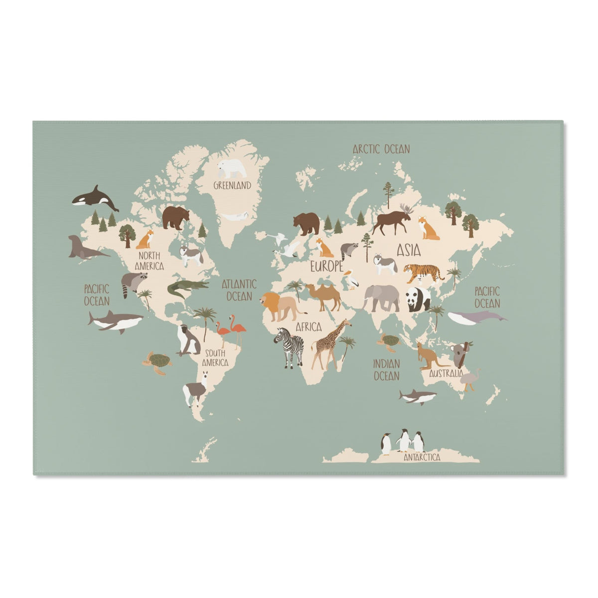Woodland Animals Abc Rug - 100 Acre Wood Map / World Map Area Rug