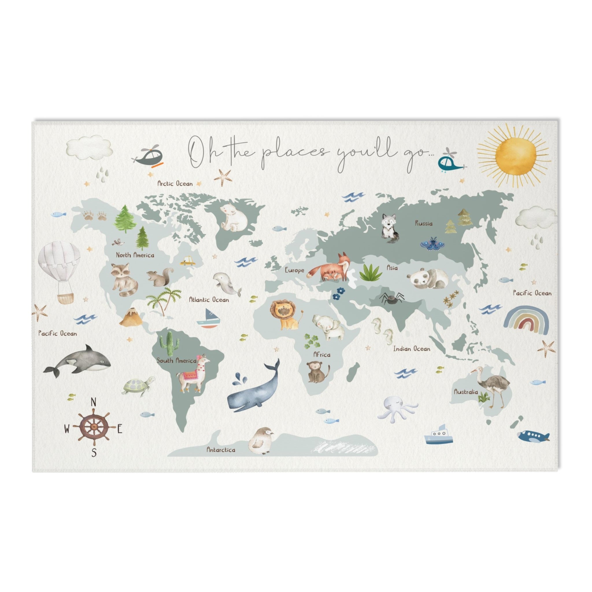 Baby Animals Abc Rug / World Map Area Rug