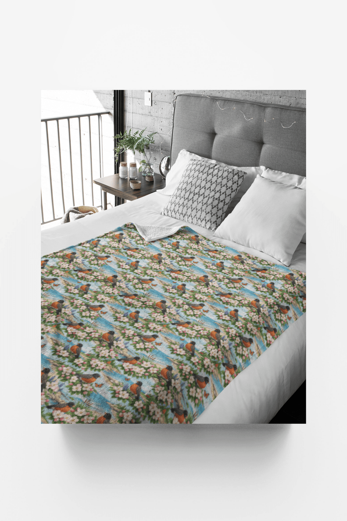 Michigan Flora & Fauna Sherpa Blanket