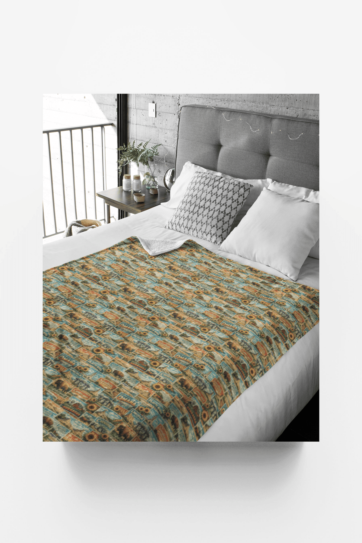 Nebraska Postcard Memories Sherpa Blanket