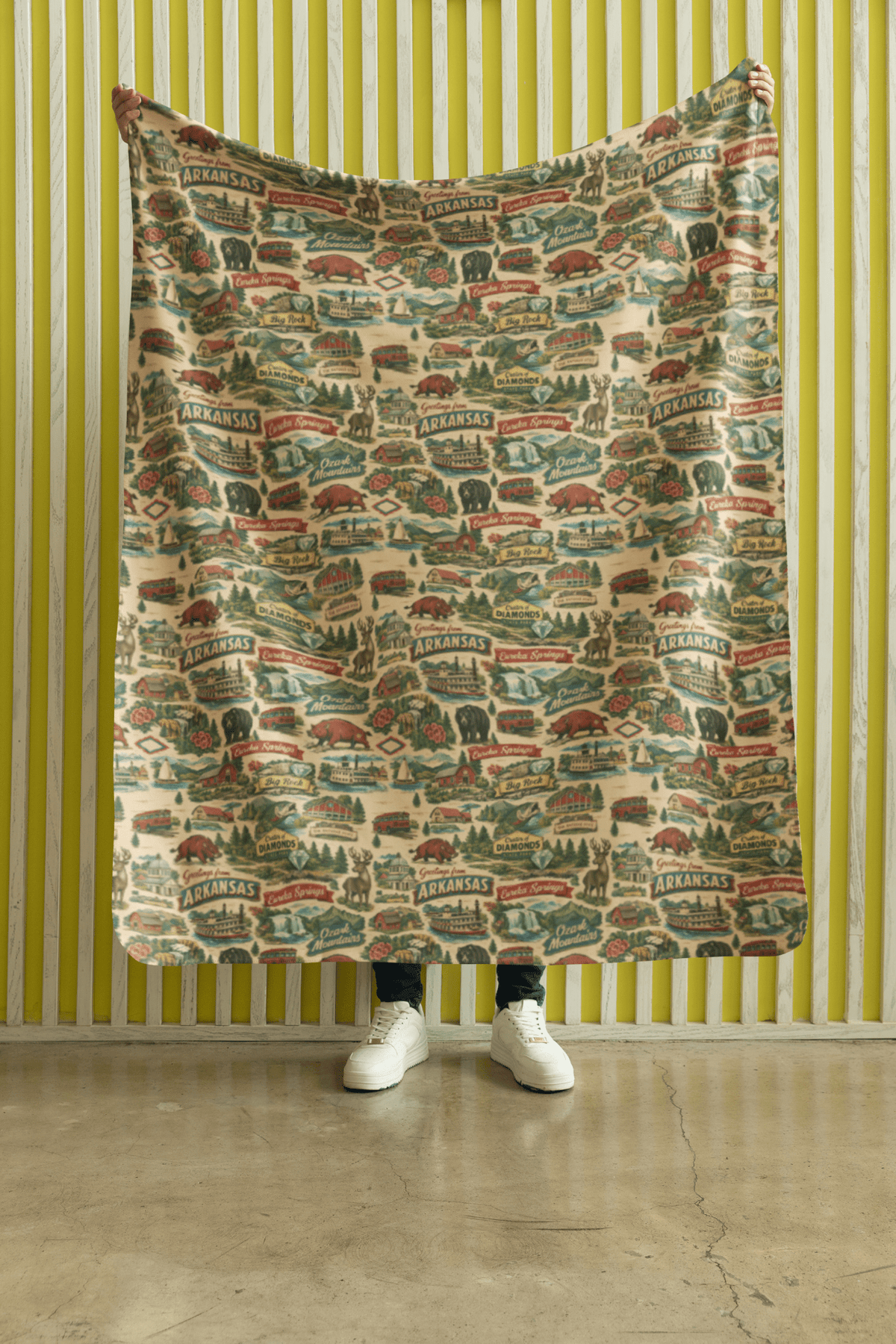 Arkansas Postcard Memories Sherpa Blanket