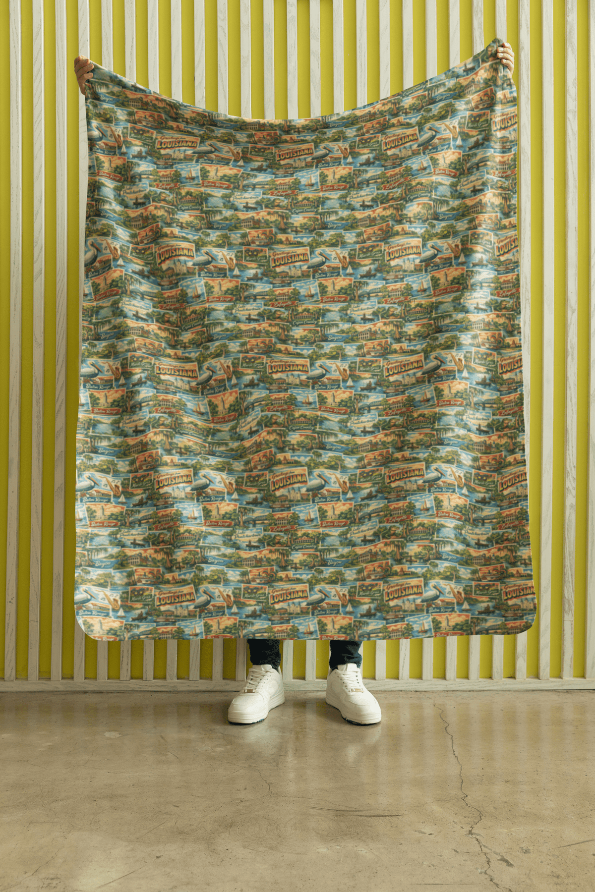 Louisiana Postcard Memories Sherpa Blanket
